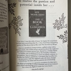 Sue Monk Kidd - The Book of Longings - Uncorrected Proof - 1st Edition 2020