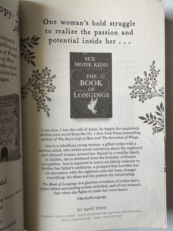 Sue Monk Kidd - The Book of Longings - Uncorrected Proof - 1st Edition 2020