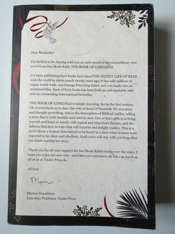 Sue Monk Kidd - The Book of Longings - Uncorrected Proof - 1st Edition 2020